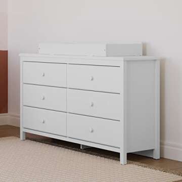 Storkcraft Alpine 6 Drawer Double Dresser (White) - Stylish and Safe Storage for Kids