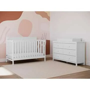 Storkcraft Alpine 6 Drawer Double Dresser (White) - Stylish and Safe Storage for Kids