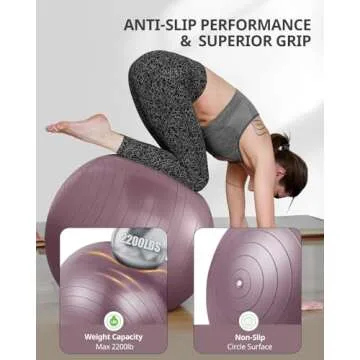 Trideer Yoga Ball - Exercise Ball for Workout pilates Stability - Anti-Burst and Slip Resistant for physical therapy, Birthing, Stretching & Core Workout, Office Ball Chair, Flexible Seating, Home Gym