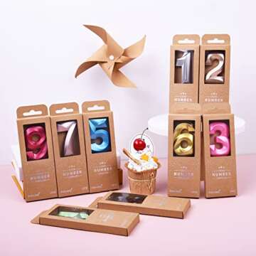 PHD CAKE 2.76 Inch Diamond Gold 4 Number Birthday Candles, Gold Number Candles, Cake Number Candles, Party Celebration