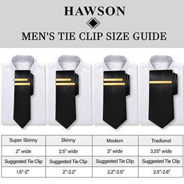 HAWSON 2 inch Tie Bar Clips for Men Rose Gold Tie Slide for Regular Necktie Series Wedding Business ...