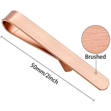 HAWSON 2 inch Tie Bar Clips for Men Rose Gold Tie Slide for Regular Necktie Series Wedding Business Party Gift