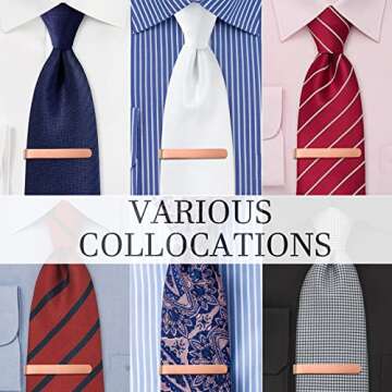 HAWSON 2 inch Tie Bar Clips for Men Rose Gold Tie Slide for Regular Necktie Series Wedding Business Party Gift