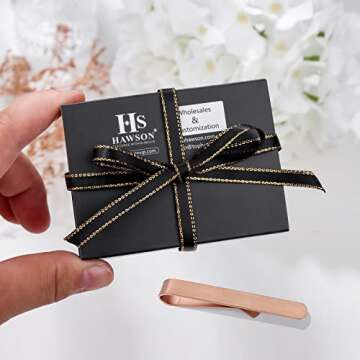 HAWSON 2 inch Tie Bar Clips for Men Rose Gold Tie Slide for Regular Necktie Series Wedding Business Party Gift