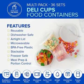 Healthy Packers Food Storage Containers with Airtight Lids - Clear Plastic Food Storage Jars - BPA F...