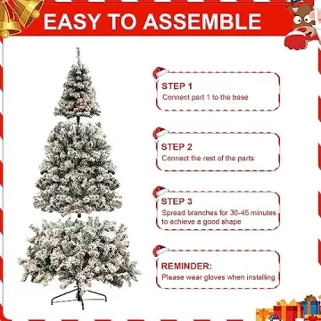 6.5ft Pre-Lit Snow Flocked Christmas Tree for Festive Cheer