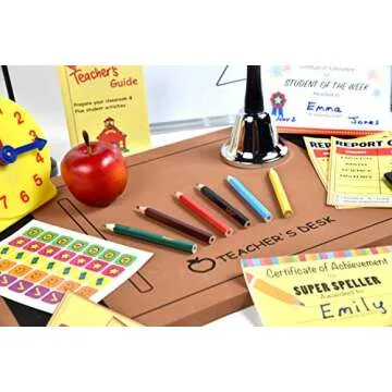 Dr. STEM Toys | Play Teacher Role-Play Set Includes Reusable White Board, Bell, Report Cards, for Home or Classroom, Over 30 Pieces Included, Gift for Kids, Complete Set