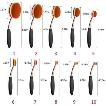 Yoseng Makeup Brushes Set 10Pcs Professional Oval Toothbrush Foundation Cream Contour Powder Blush Conceler Eyeliner Blending Brush New Fashionable Super Soft Cosmetic Brushes Tool with Box(Rose Gold)