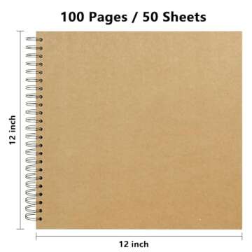 Hiwhy Scrapbook 12x12 Inch DIY Scrapbook Album Hardcover Kraft Paper Scrap Book Photo Albums 50 Shee...