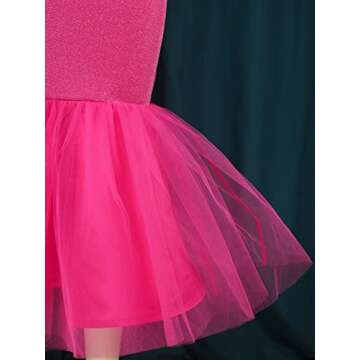 AOMEI Women's High Waist Bodycon Patchwork Mesh Hem Party Midi Skirt (Rose,XXXL,3X-Large)