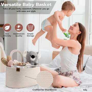 PeraBella Baby Diaper Caddy Organizer, Diaper Organizer for Changing Table Organizer, Baby Organizer for Nursery, Baby Car Diaper Caddy Basket