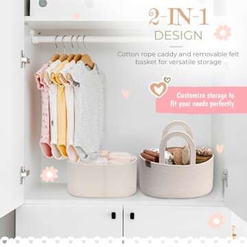 PeraBella Baby Diaper Caddy Organizer, Diaper Organizer for Changing Table Organizer, Baby Organizer for Nursery, Baby Car Diaper Caddy Basket