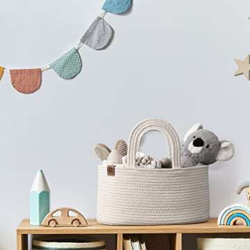 PeraBella Baby Diaper Caddy Organizer, Diaper Organizer for Changing Table Organizer, Baby Organizer for Nursery, Baby Car Diaper Caddy Basket