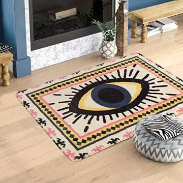 HAOCOO Evil Eye Non-Slip Area Rug Super Soft Velvet 2’x3’