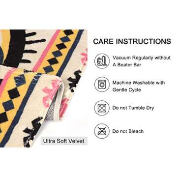 HAOCOO Evil Eye Area Rugs 2’x3’ Non-Slip Tribal Style Small Throw Rugs Super Soft Velvet Creative Accent Distressed Floor Carpet for Door Mat Entryway Bedroom Decor