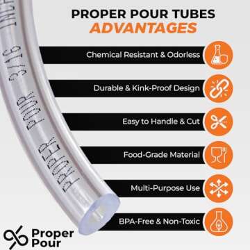 Proper Pour - Clear Vinyl Plastic Tubing - Food-Grade & Flexible PVC Tube for Beer Line, Kegerator A...