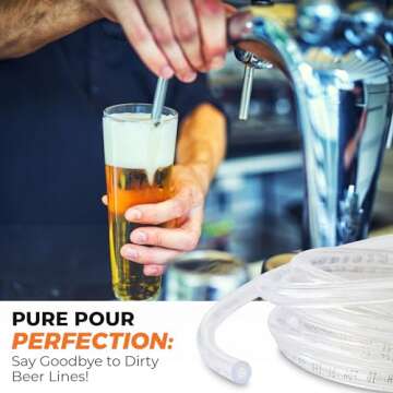 Proper Pour - Clear Vinyl Plastic Tubing - Food-Grade & Flexible PVC Tube for Beer Line, Kegerator Accessories, Wine, Aquarium & Water Hose, Fuel Line, Drip Irrigation & More, 3/8" ID 1/2" OD, 25 Ft.