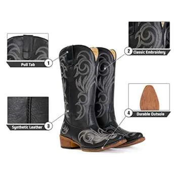 IUV Cowboy Boots For Women Pointy Toe Women's Western Boots Cowgirl Boots
