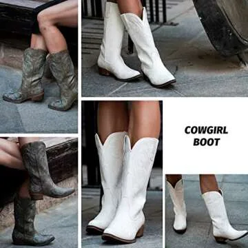 IUV Cowboy Boots For Women Pointy Toe Women's Western Boots Cowgirl Boots