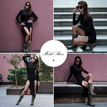 IUV Cowboy Boots For Women Pointy Toe Women's Western Boots Cowgirl Boots