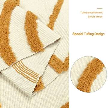 OJIA Boho Area Rug 4' X 6', Tufted Living Room Rug Cotton Woven Machine Washable Rugs Beige Bedroom ...