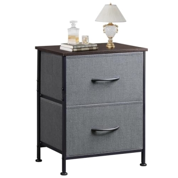 Stylish WLIVE Nightstand with 2 Spacious Drawers for Bedroom and Living Room