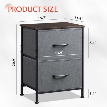 WLIVE Nightstand with 2 Drawers for Bedroom Storage Solutions