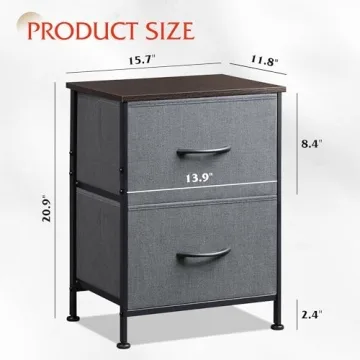 WLIVE Nightstand with 2 Drawers for Bedroom Storage Solutions