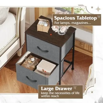 WLIVE Nightstand with 2 Drawers for Bedroom Storage Solutions