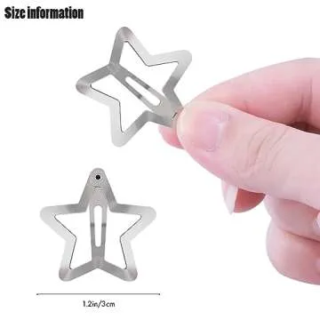 Star Hair Clips 2000s Y2K Snap Hair Barrettes Non Slip Star Hair Accessories Silver Metal Hair Clips...