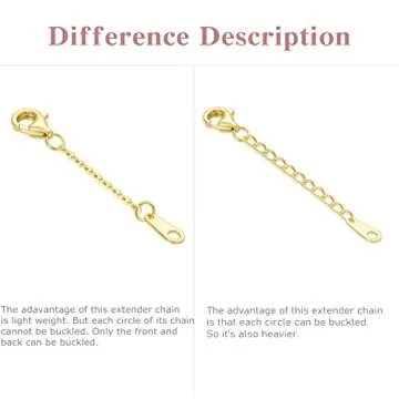 14k Real Gold Adjustable Extender Chain for Jewelry