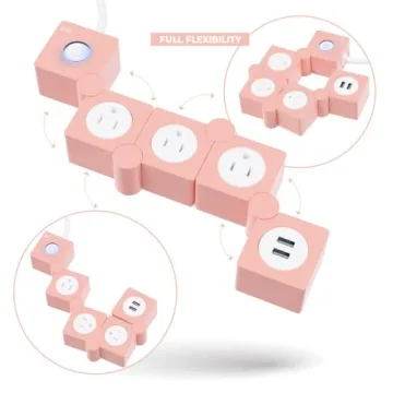 iJoy Pink Power Strip with Surge Protection and Flexibility