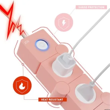 iJoy Pink Power Strip with Surge Protection and Flexibility