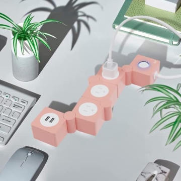 iJoy Pink Power Strip with Surge Protection and Flexibility