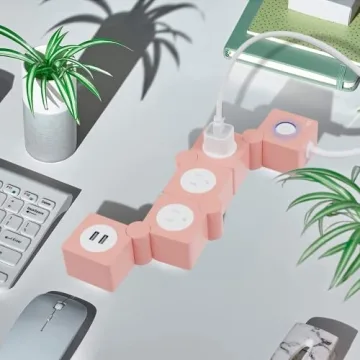 iJoy Pink Power Strip with Surge Protection and Flexibility