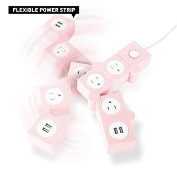 iJoy Pink Power Strip with Surge Protection and Flexibility