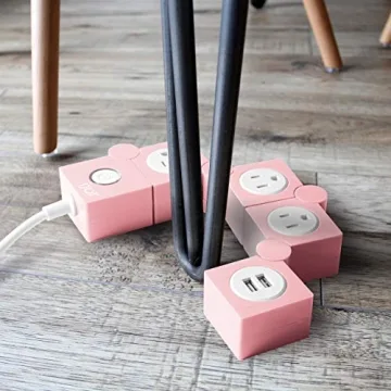 iJoy Pink Power Strip with Surge Protection and Flexibility