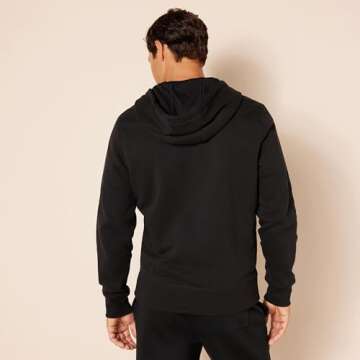 Amazon Essentials Men's Full-Zip Fleece Hoodie (Available in Big & Tall), Black, Large