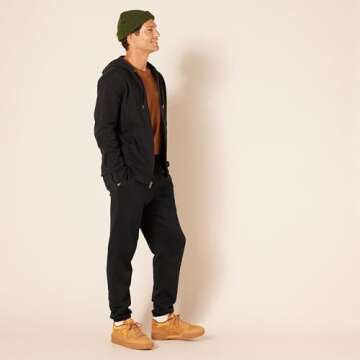 Amazon Essentials Men's Full-Zip Fleece Hoodie (Available in Big & Tall), Black, Large