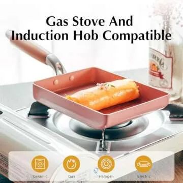 ROCKURWOK Tamagoyaki Nonstick Omelette Pan with Spatula