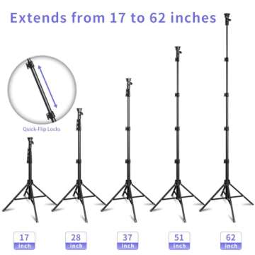 Fugetek 62" Selfie Stick Tripod for iPhone, Stable 4 Leg Design, Bluetooth Remote, Aluminum Stick & Legs, Lightweight, Portable All in One, Compatible with iPhone & Android, Non Skid Feet