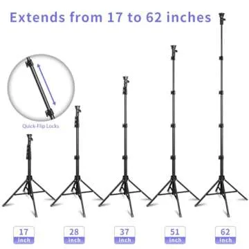 Fugetek 62" Selfie Stick Tripod for iPhone, Stable 4 Leg Design, Bluetooth Remote, Aluminum Stick & Legs, Lightweight, Portable All in One, Compatible with iPhone & Android, Non Skid Feet