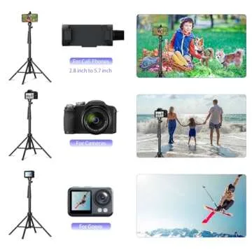 Fugetek 62" Selfie Stick Tripod for iPhone, Stable 4 Leg Design, Bluetooth Remote, Aluminum Stick & Legs, Lightweight, Portable All in One, Compatible with iPhone & Android, Non Skid Feet