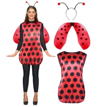 Spooktacular Creations Adult Women Ladybug Costume with Headband and Ladybug Wing for Women Hallowee...