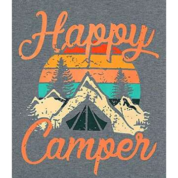 Camp Shirt for Women Funny Graphic Tee Short Sleeve Letter Print Casual Tee Shirts Gray