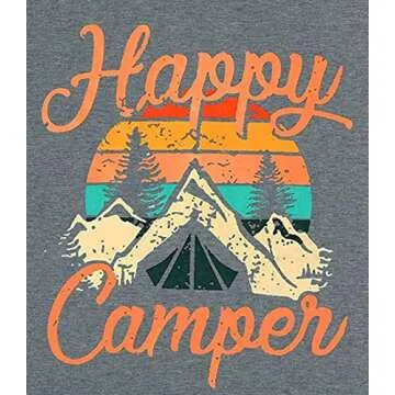 Camp Shirt for Women Funny Graphic Tee Short Sleeve Letter Print Casual Tee Shirts Gray