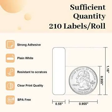 1 Roll (210 Labels/Roll) of Label Maker Replacement Tape - Refill for JIOSE B1 Label Maker- Waterproof Thermal Labels 14mm x 30mm (0.55x1.18 Inch), Adhesive Labeling Tapes