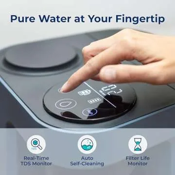 Bluevua RO100ROPOT-LITE Countertop Reverse Osmosis Water Filter System, 5 Stage Purification, 3:1 Pure to Drain, Portable Water Purifier (No Installation Required) (Blue)