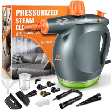 1250W Powerful Handheld Steam Cleaner with Detergent Container and Safety Lock, Multifunctional and ...