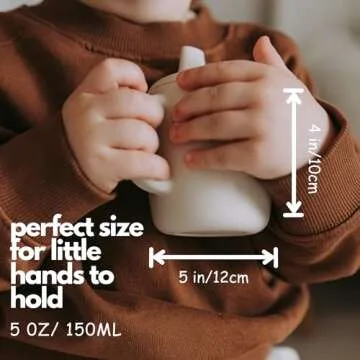 KIDSco. Silicone Sippy Cup and Training Cup for Baby 6 months+ Soft Spout and Handles Unbreakable Easy Grip for Babies 6-12 months and Toddlers 1-3 years 5oz/150ml (2-pack Sandy Shore and Green)